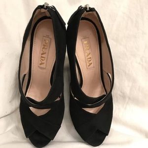 Prada Suede wedge sandals